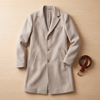 Trench Coat Men Long Single-Breasted Three Buttons - scale