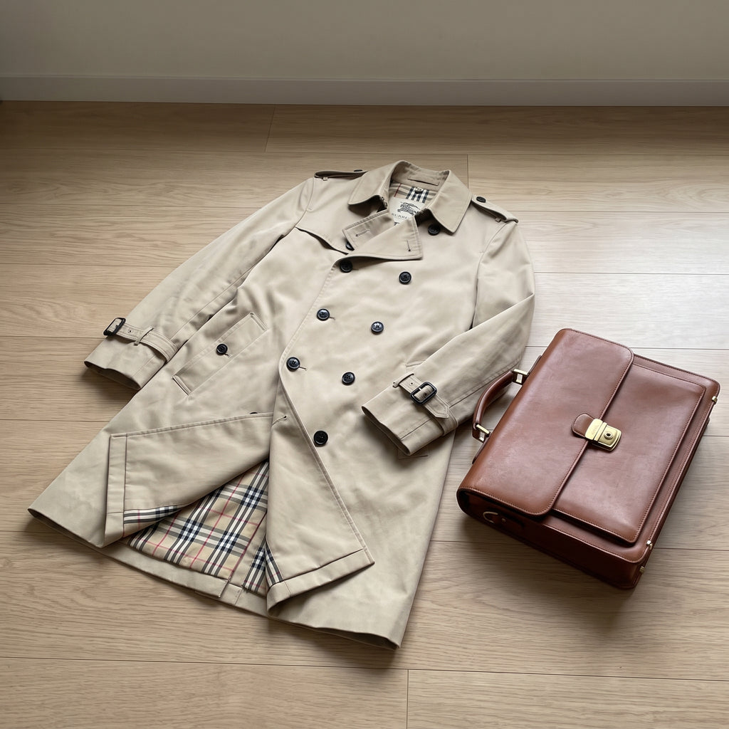Trench Coat Men Long Double-Breasted - scale
