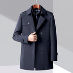 Trench Coat Men Double-Breasted Notched Lapel - scale