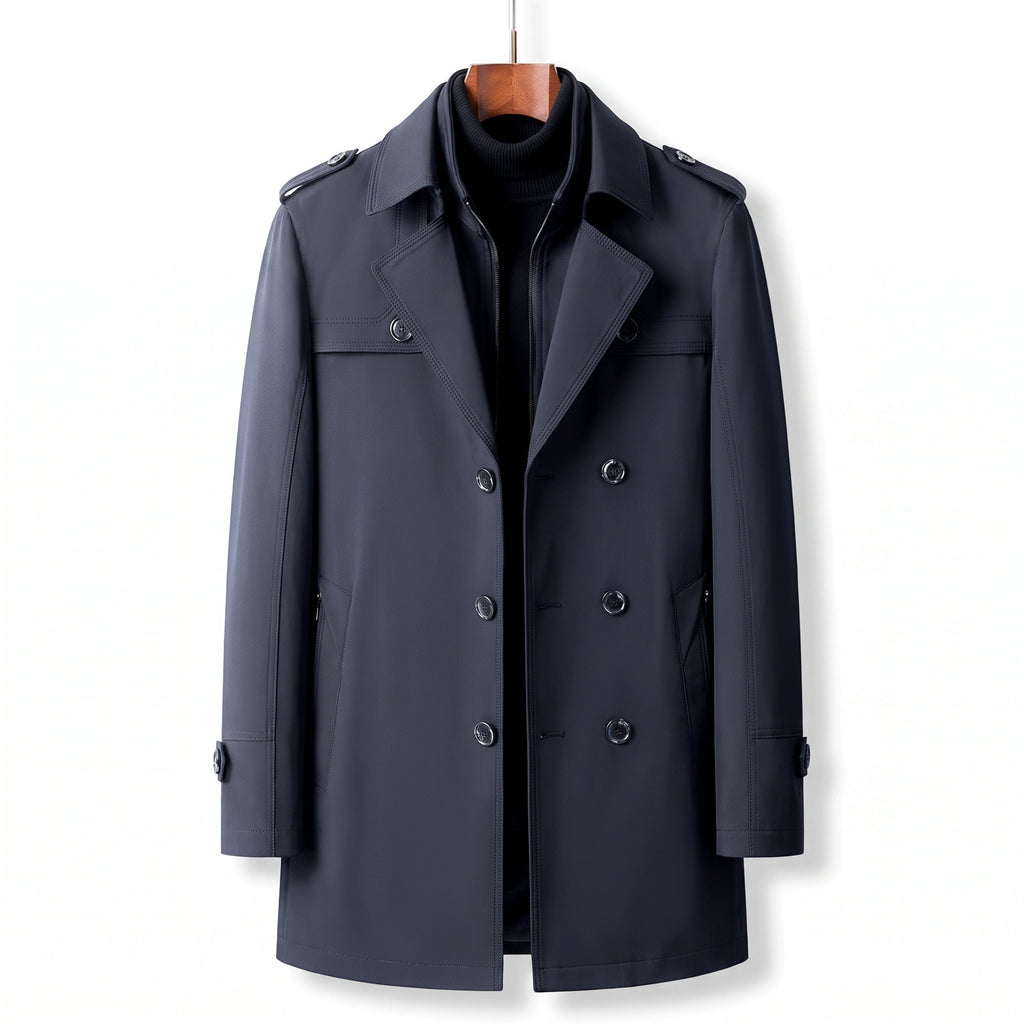 Trench Coat Men Long With Epaulets - studio