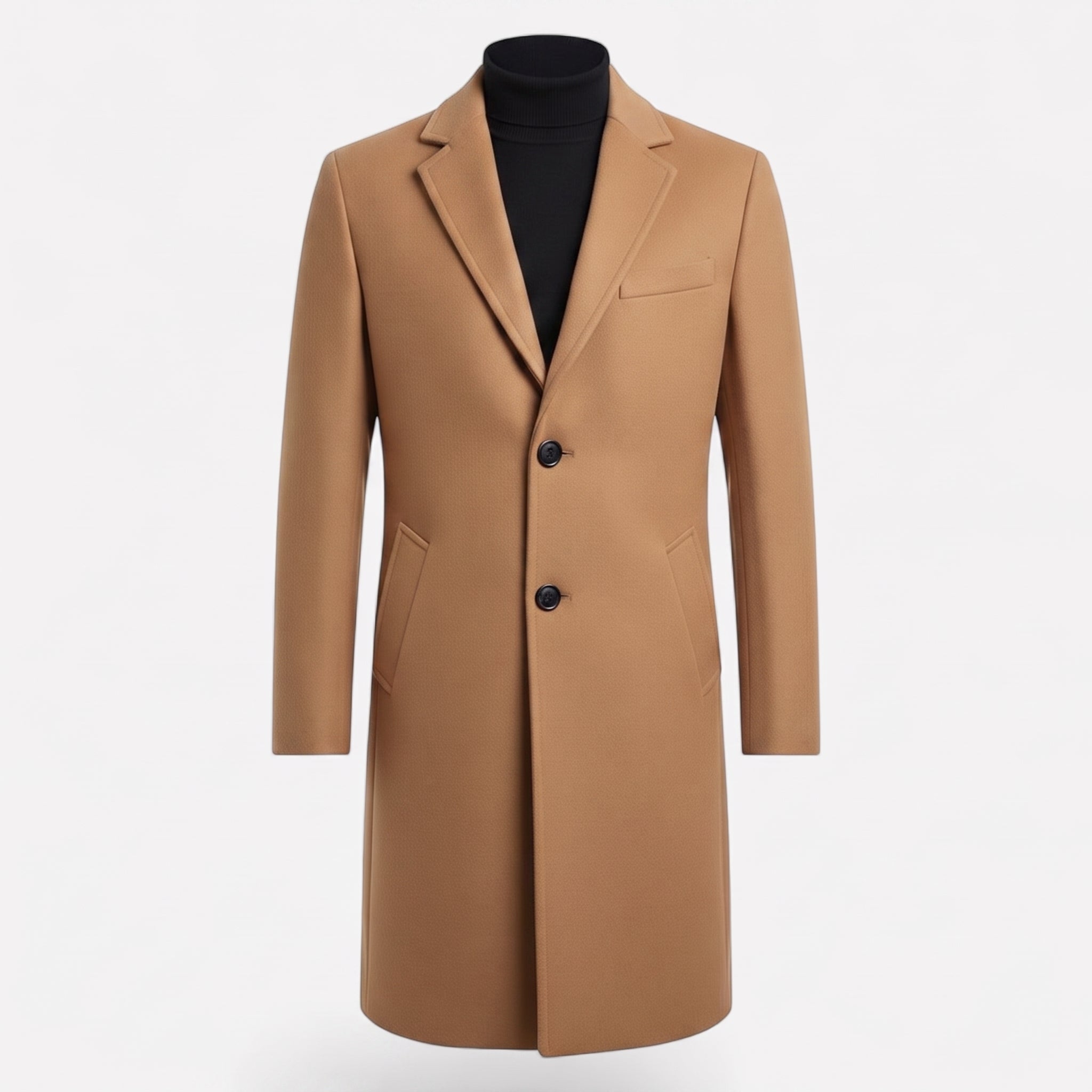 Men's Long Coat Single-Breasted Two-Button Closure - studio