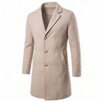 Trench Coat Men Long Single-Breasted Three Buttons - studio