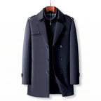 Trench Coat Men Double-Breasted Notched Lapel - studio