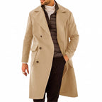 Men's Long Coat With Notched Lapels And Two Buttons - studio