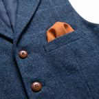Tweed Vest Slim Fit Button-Up Pocket Waistcoat Casual - detail