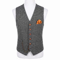 Tweed Vest Slim Fit Button-Up Pocket Waistcoat Casual - studio