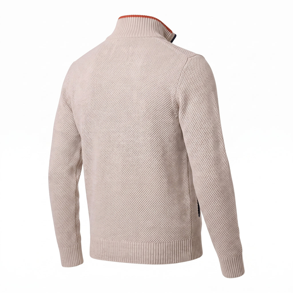 Men's Zip Up Sweater with Supportive Fitted Silhouette and Zip-Front - angle
