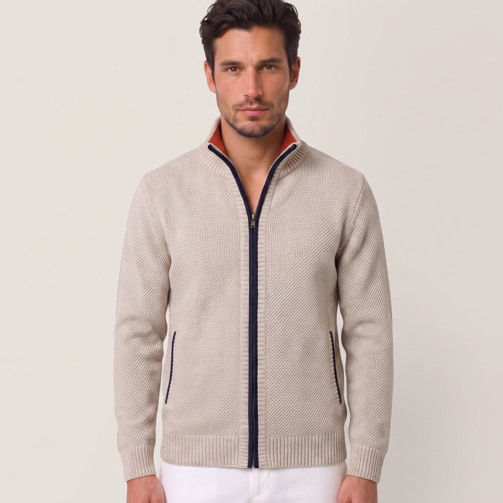 Men's Zip Up Sweater with Supportive Fitted Silhouette and Zip-Front - hero