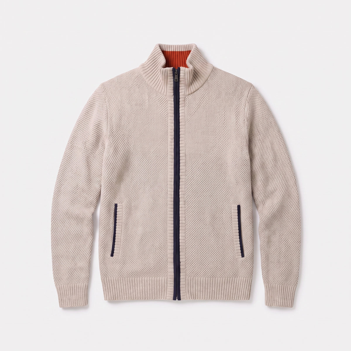 Men's Zip Up Sweater with Supportive Fitted Silhouette and Zip-Front - studio