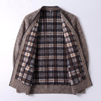 Men's Cardigan Sweater Knit Button-Up Plaid Lining Ribbed Cuffs - Image 6