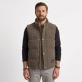 Men's Corduroy Quilted Padded Vest Gilet With Stand Collar - Image 1