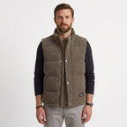 Men's Corduroy Quilted Padded Vest Gilet With Stand Collar - Image 1