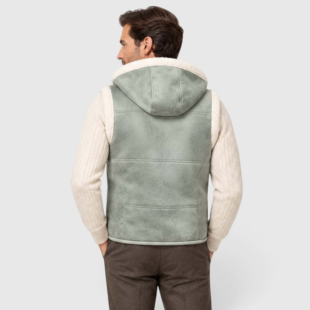 Men's Faux Fur-Lined Hooded Vest Thickened Windproof Gilet - Image 8
