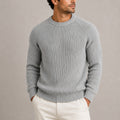 Men's Fisherman Rib Knit Sweater with Raglan Shoulders and Neckline - Image 1