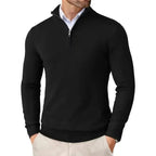 Men's Half Zip Sweater with Classic Knit Pullover and Neckline - Image 1