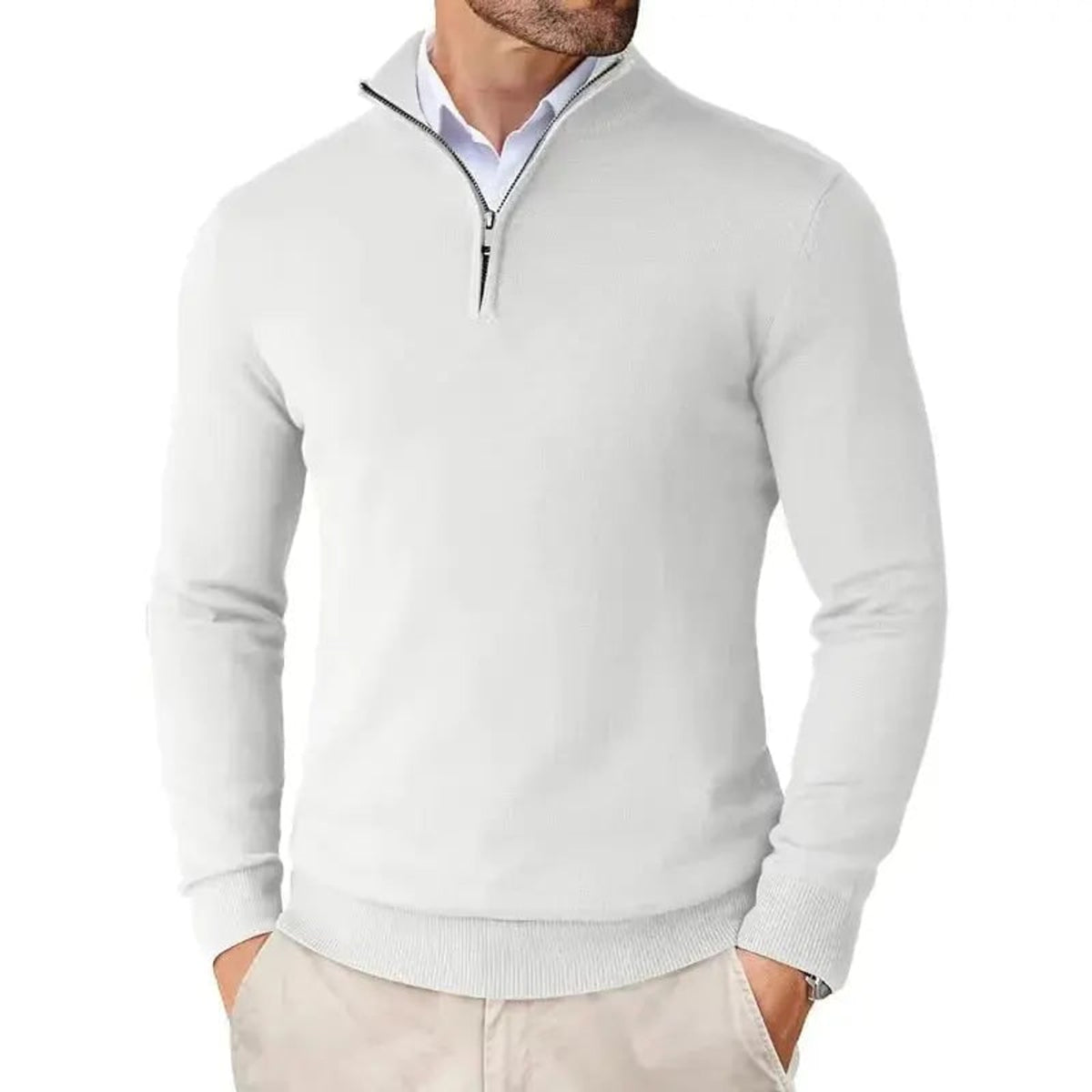 Men's Half Zip Sweater with Classic Knit Pullover and Neckline - Image 5