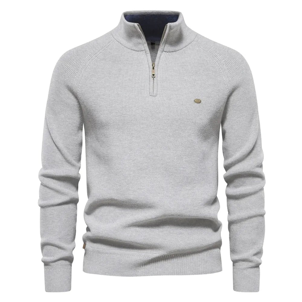 Men's Half Zip Sweater with Classic Knitted Pullover and Cuffs - Image 1