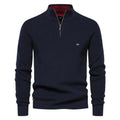 Men's Half Zip Sweater with Classic Knitted Pullover and Cuffs - Image 2