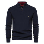 Men's Half Zip Sweater with Classic Knitted Pullover and Cuffs - Image 2