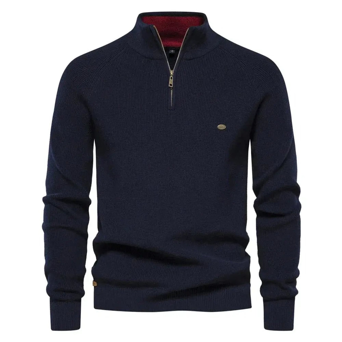 Men's Half Zip Sweater with Classic Knitted Pullover and Cuffs - Image 2
