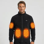 Men's Heated Fleece Jacket With Stand Collar Full Zip And Multi-Zone Electric Heating - Image 1
