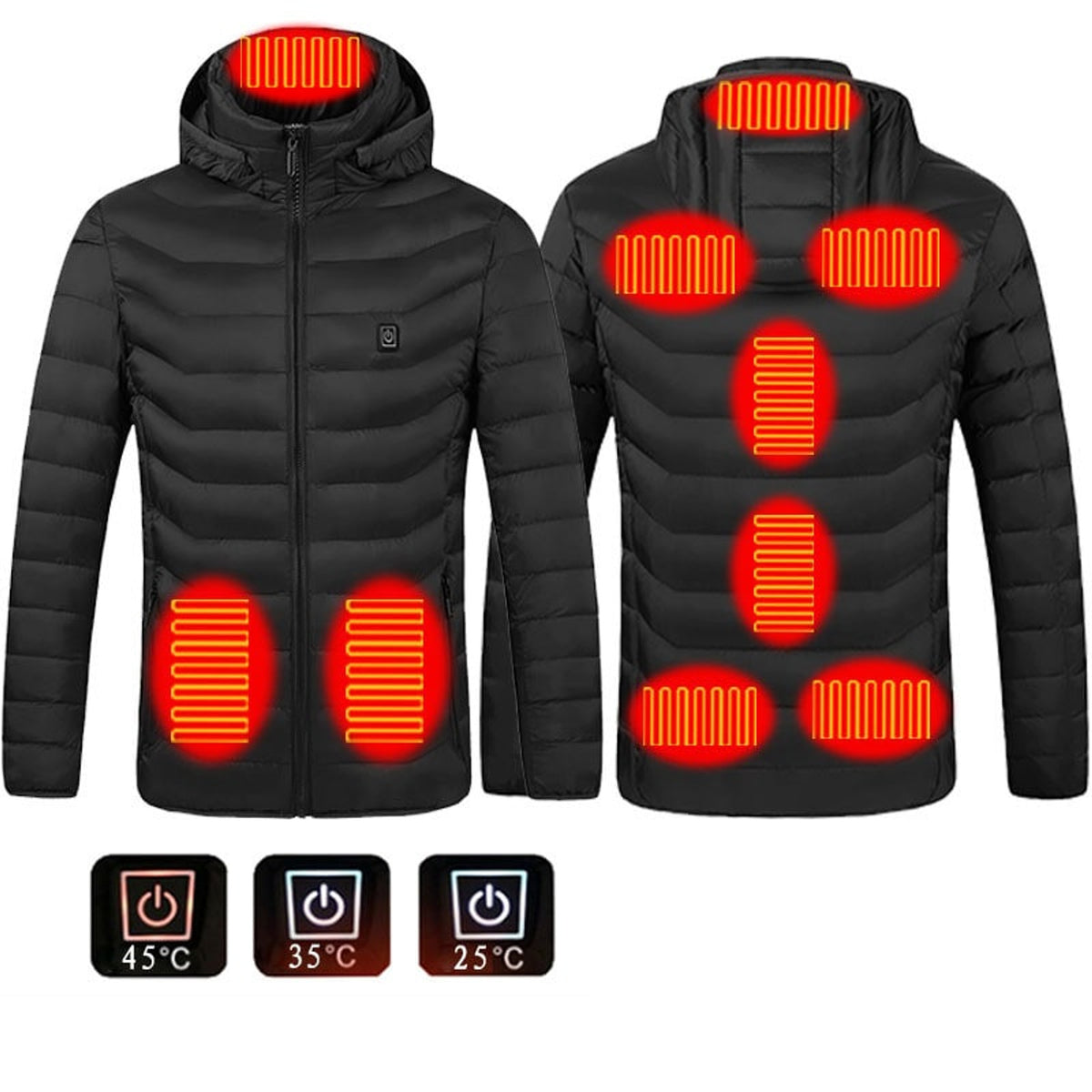 Men's Heated Puffer Jacket With Electric Heating And Hood - Image 7
