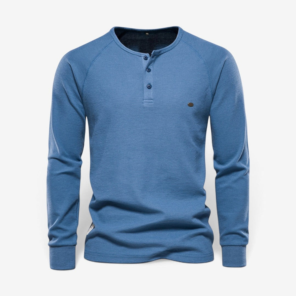 Men's Henley Shirt with Relaxed Fit and Button-Front - Image 3
