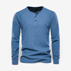 Men's Henley Shirt with Relaxed Fit and Button-Front - Image 3