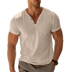 Men's Henley Shirt with Relaxed Fit and Short Sleeve - Image 5