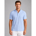 Men's Henley Shirt with Relaxed Ribbed Fit and Short Sleeves - Image 1