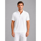 Men's Henley Shirt with Relaxed Ribbed Fit and Short Sleeves - Image 6