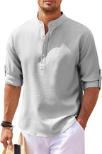 Men's Henley Shirt with Relaxed Textured Fit and Button-Front - Image 7