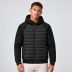 Men's Hooded Down Jacket With Quilted Panels - Image 1