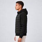 Men's Hooded Down Jacket With Quilted Panels - Image 3