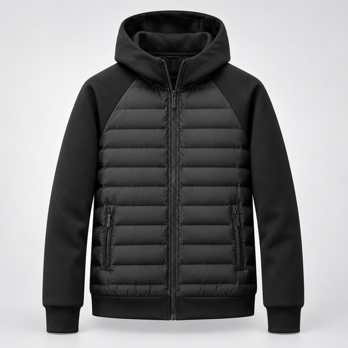 Men's Hooded Down Jacket With Quilted Panels - Image 5