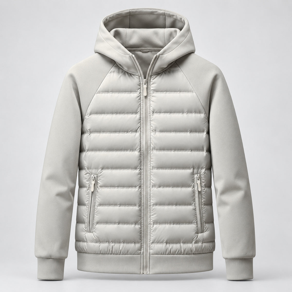 Men's Hooded Down Jacket With Quilted Panels - Image 8