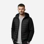 Men's Hooded Down Jacket With Quilted Panels - Image 9