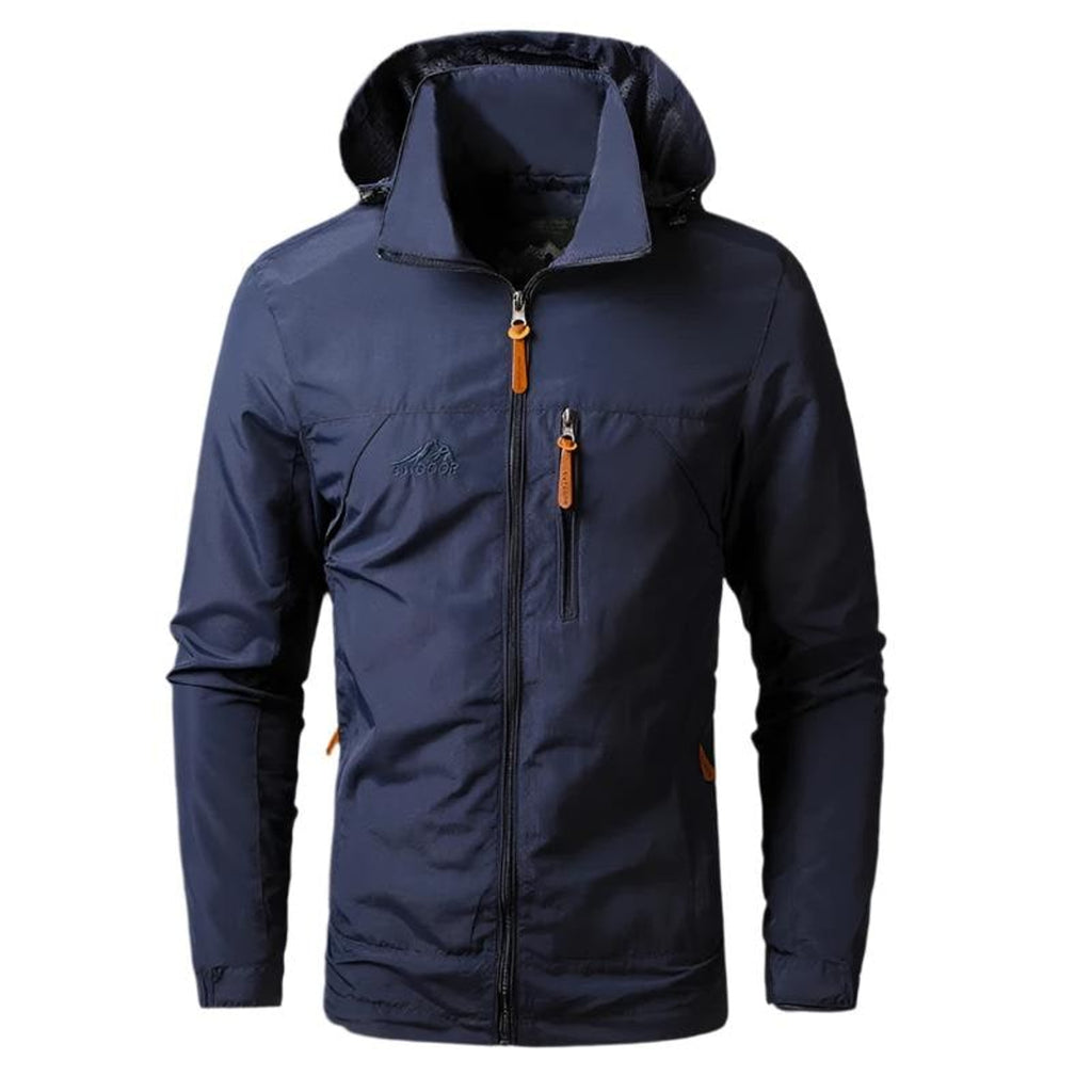 Men's Hooded Jacket Full-Zip Zippered Pockets Outdoor Hiking - Image 2