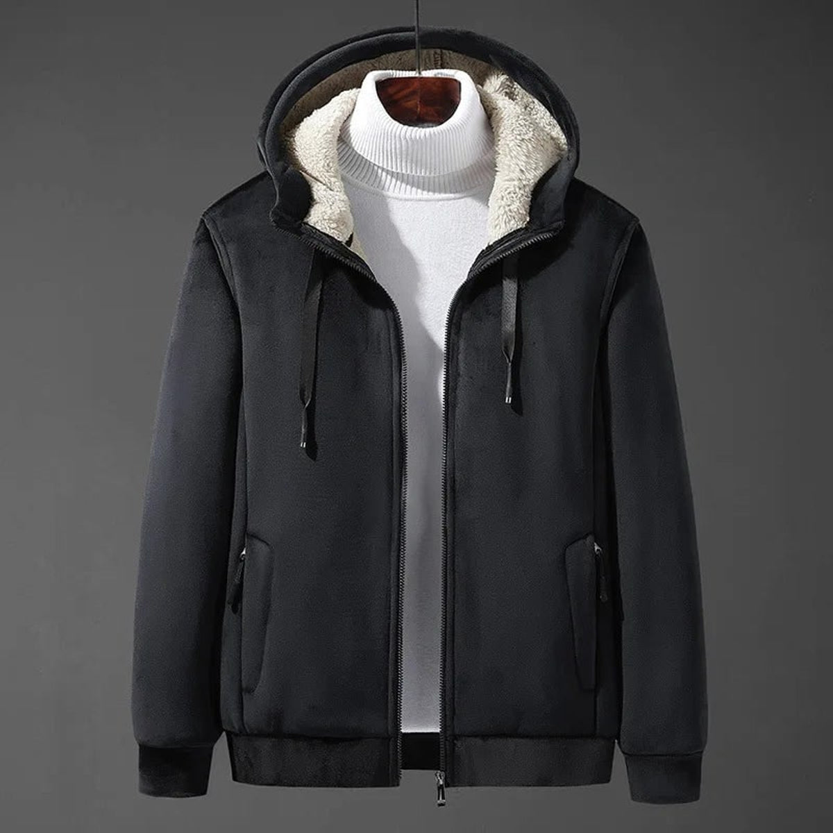 Men's Hooded Jacket with Adjustable Hood and Lining - Image 3