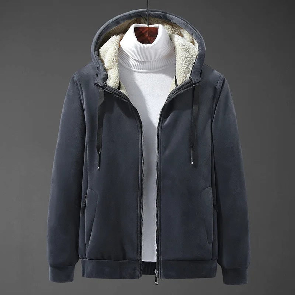 Men's Hooded Jacket with Adjustable Hood and Lining - Image 4