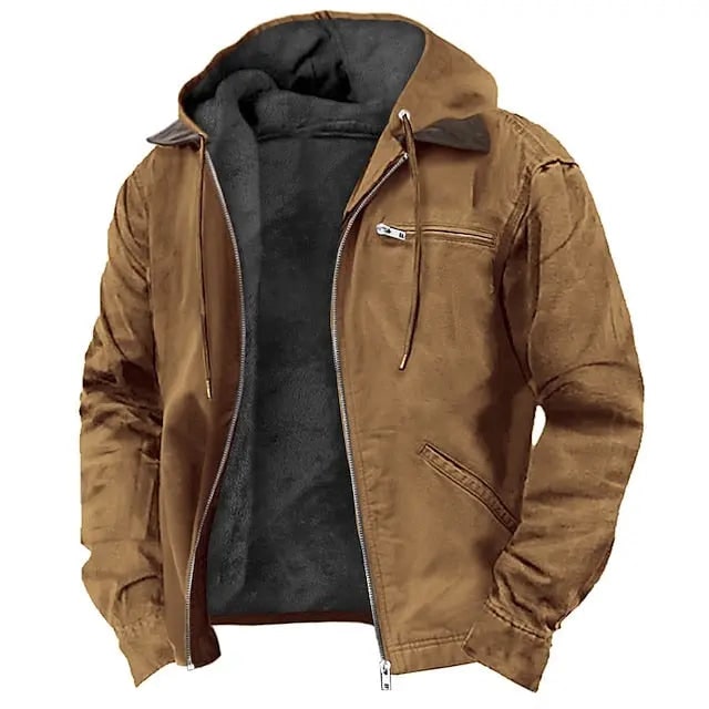 Men's Hooded Jacket with Lined Fit and Zip Front - Image 1