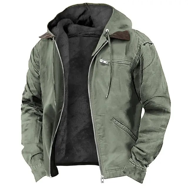Men's Hooded Jacket with Lined Fit and Zip Front - Image 3
