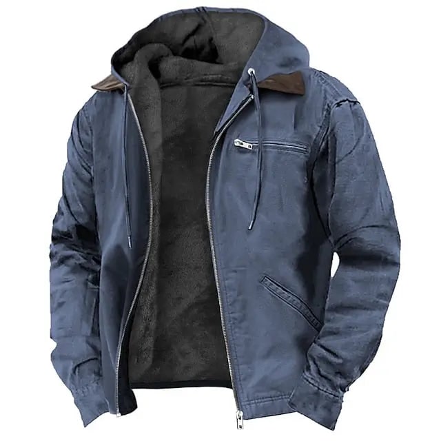 Men's Hooded Jacket with Lined Fit and Zip Front - Image 4