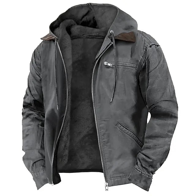 Men's Hooded Jacket with Lined Fit and Zip Front - Image 5