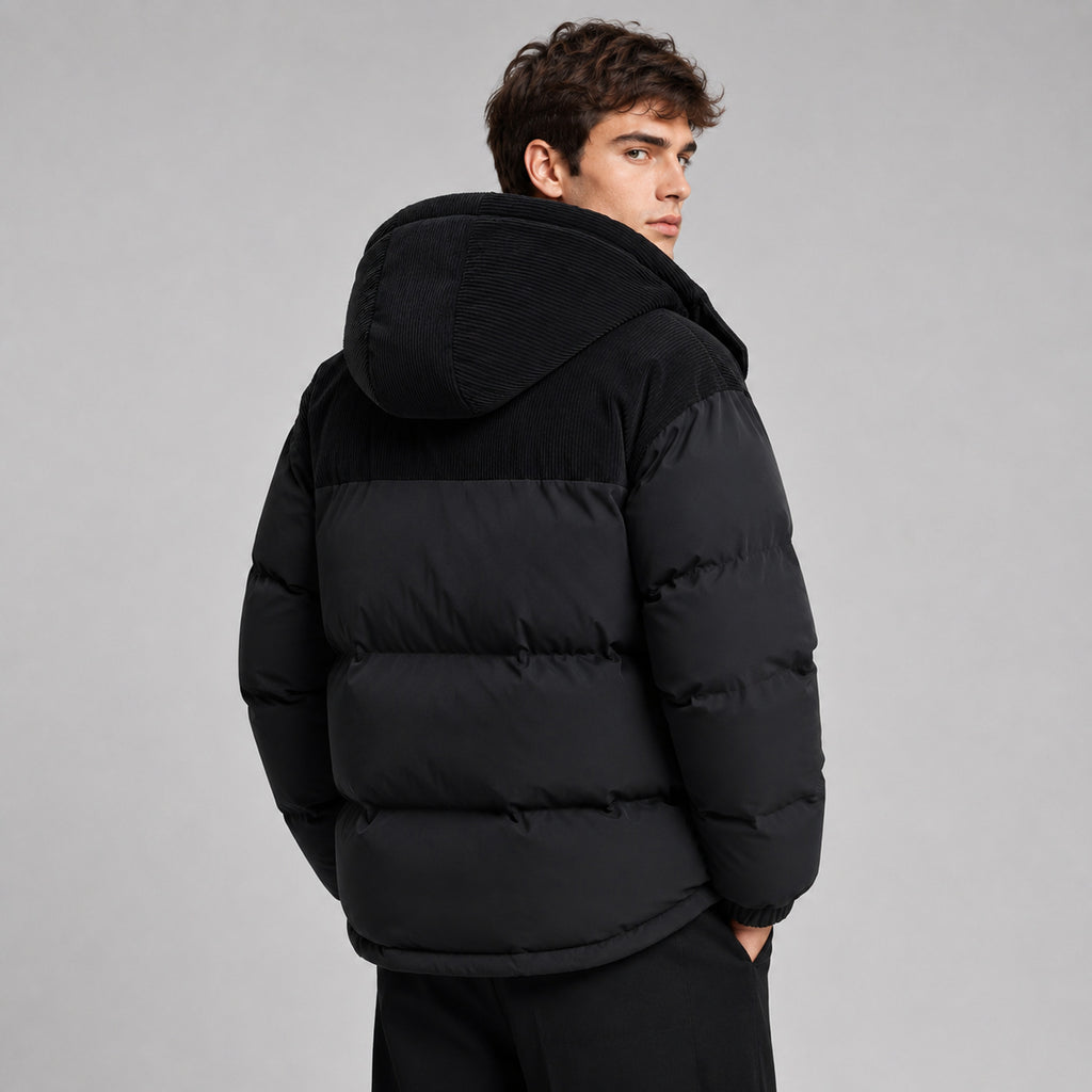 Men's Hooded Puffer Jacket with Padded Oversized Fit and Hood - Image 2