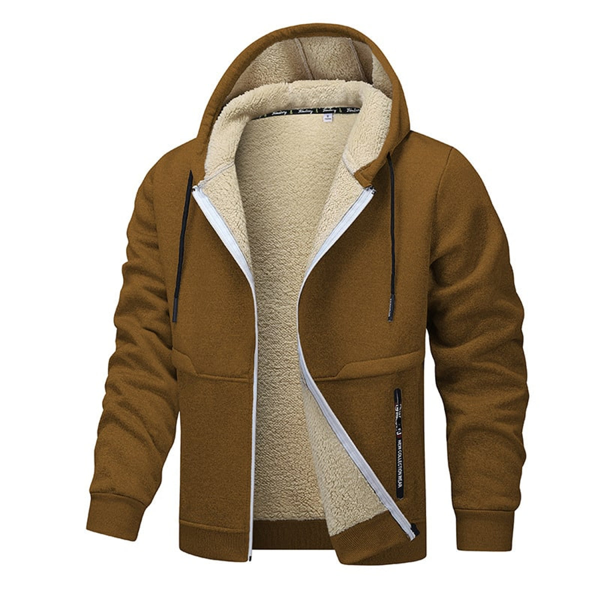 Men's Hooded Sweatshirt with Sherpa Lined Heavyweight and Zip-Front - Image 1
