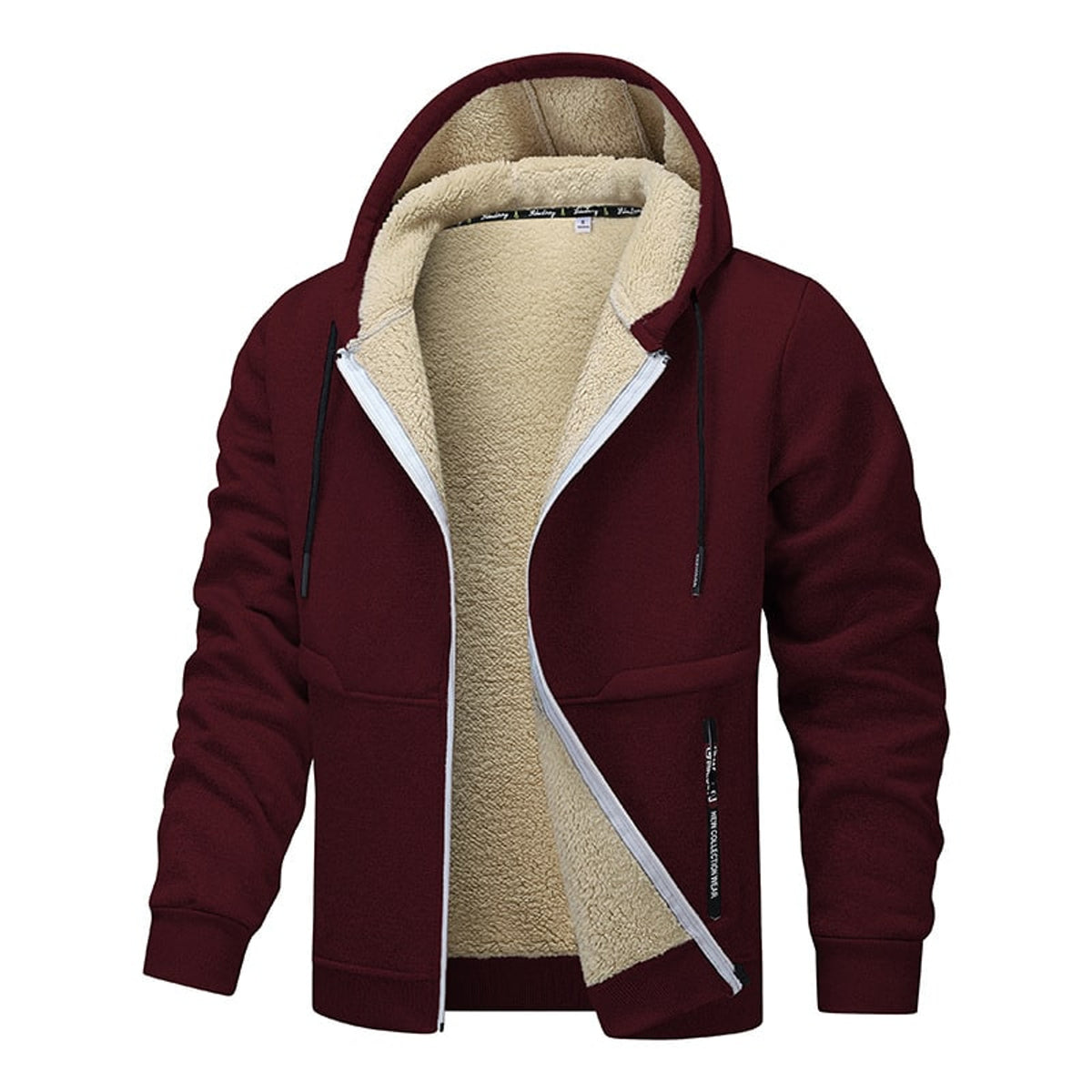 Men's Hooded Sweatshirt with Sherpa Lined Heavyweight and Zip-Front - Image 9