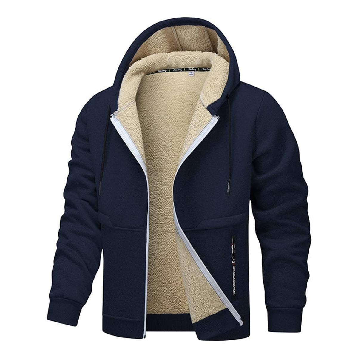 Men's Hooded Sweatshirt with Sherpa Lined Heavyweight and Zip-Front - Image 7