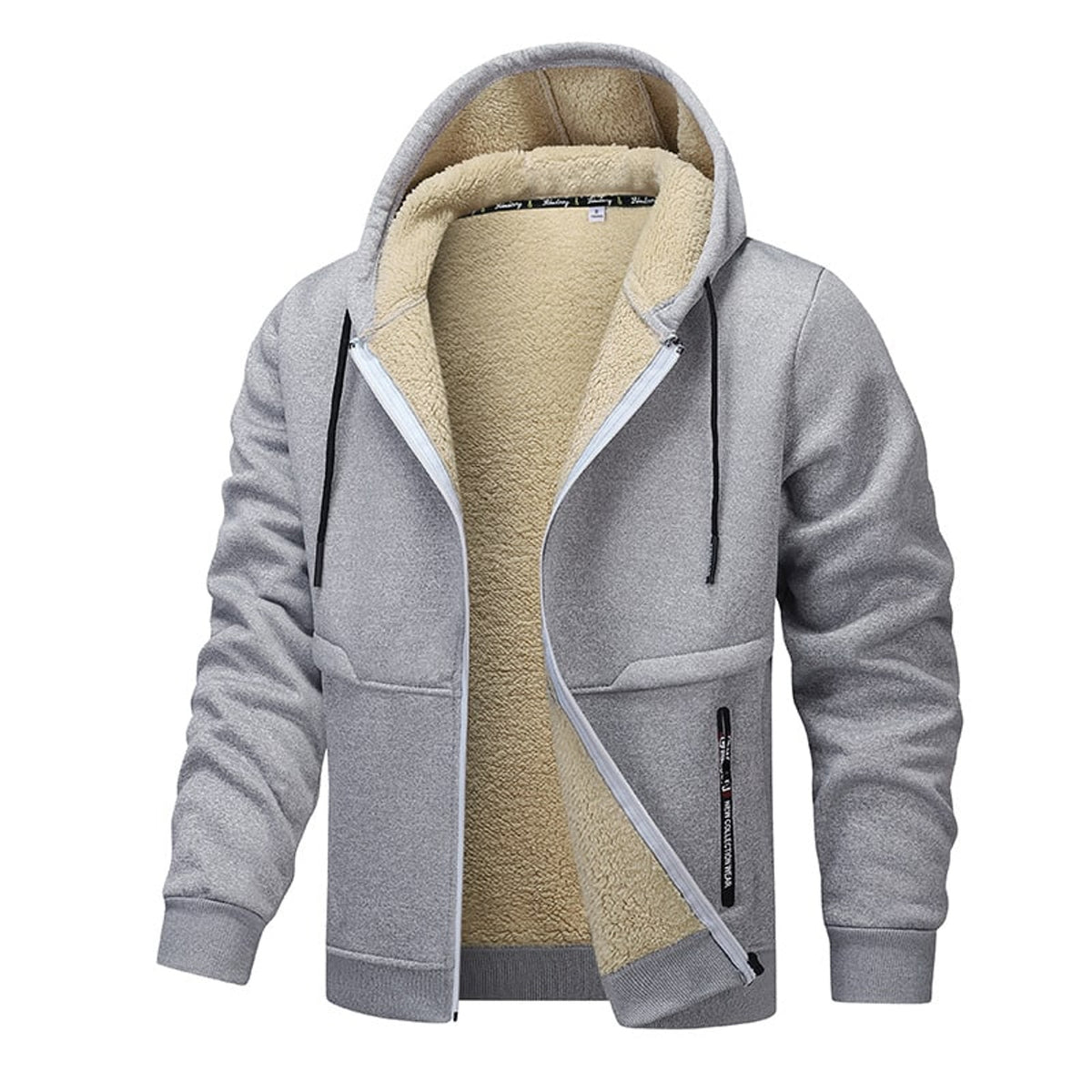 Men's Hooded Sweatshirt with Sherpa Lined Heavyweight and Zip-Front - Image 8
