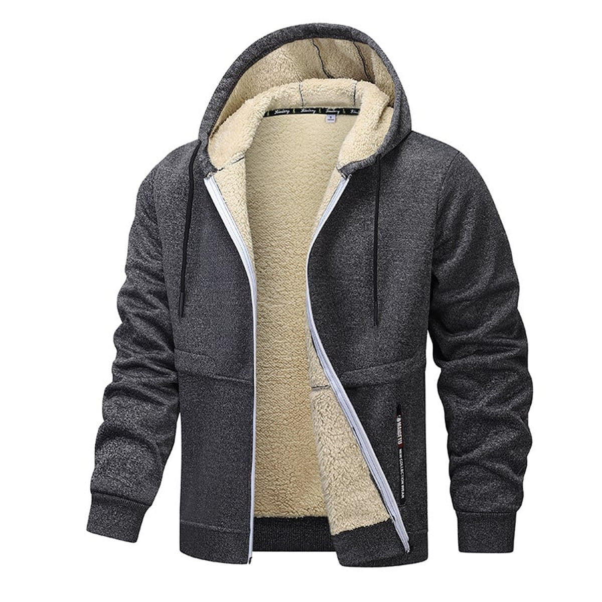 Men's Hooded Sweatshirt with Sherpa Lined Heavyweight and Zip-Front - Image 3
